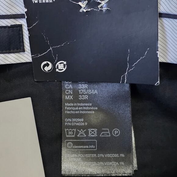 H&M Slim Fit Navy Dress Pants Men’s 33R Flat Front NWT - Picture 7 of 7